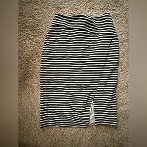 White House Black Market Black and White Striped Pencil Skirt